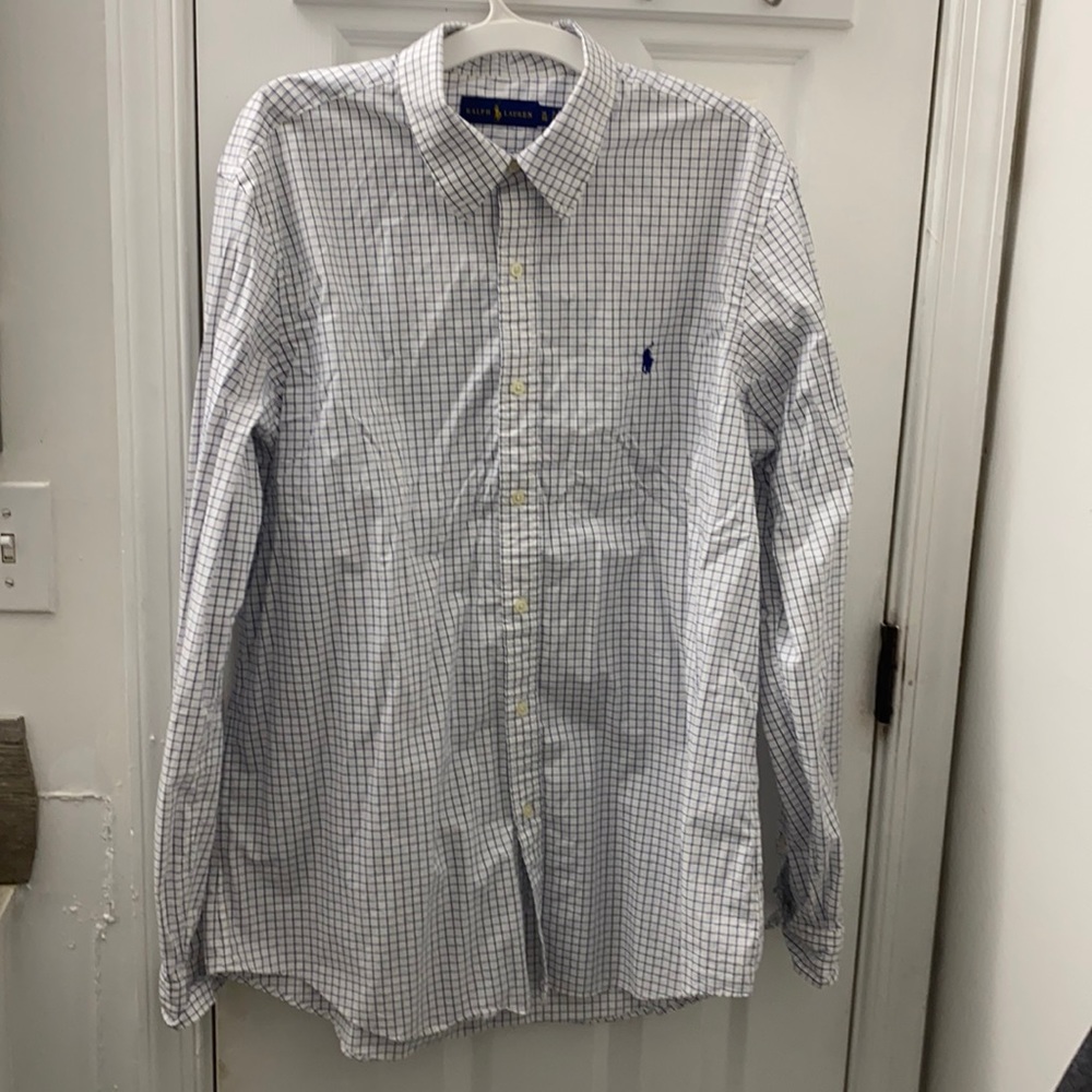 Ralph Lauren Polo XL White with blue checker board button down